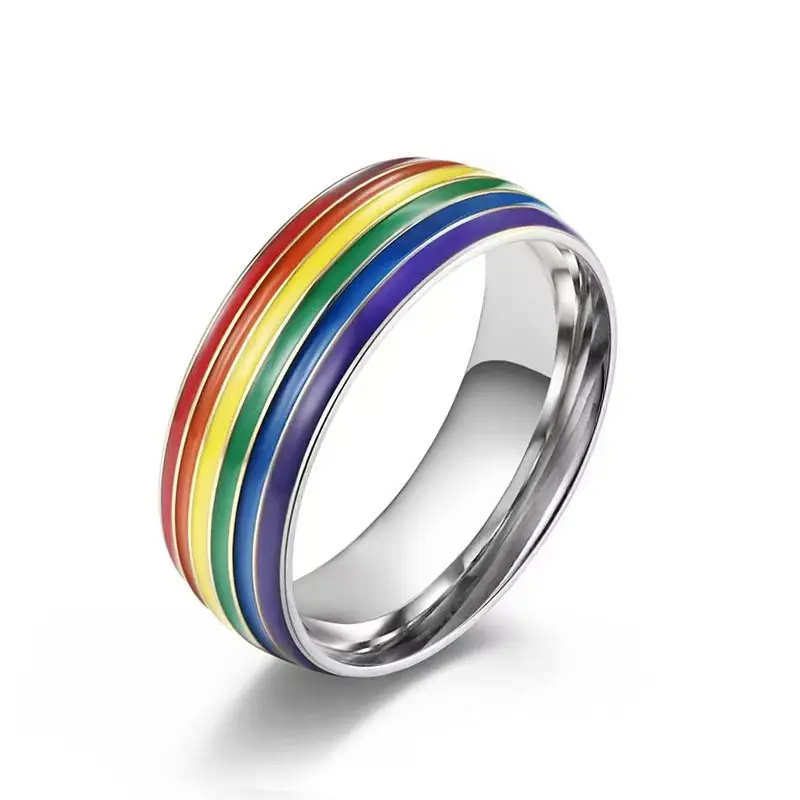 Enamel Stripe Band Style Ring