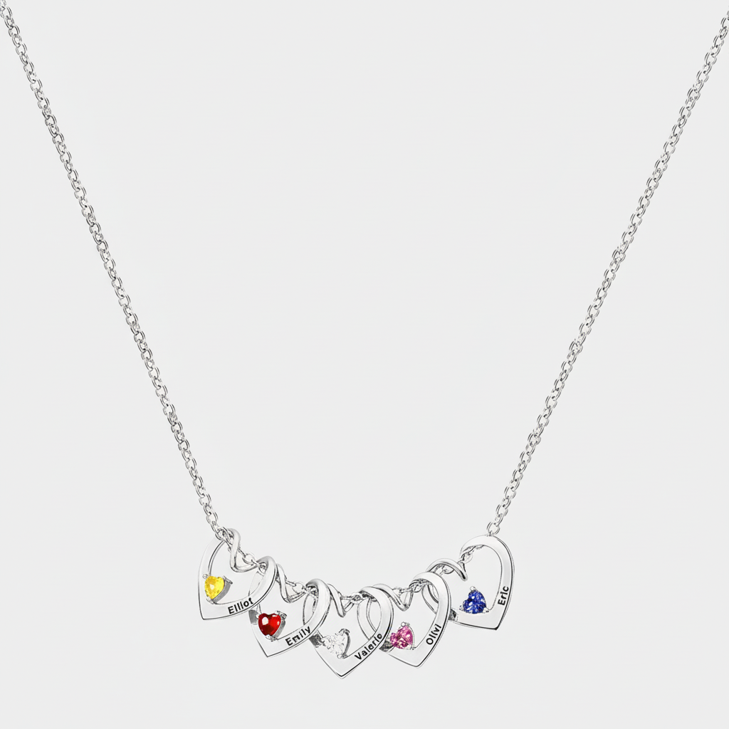 Custom Name Necklace With Birthstone Charms And Adjustable Chain For Women