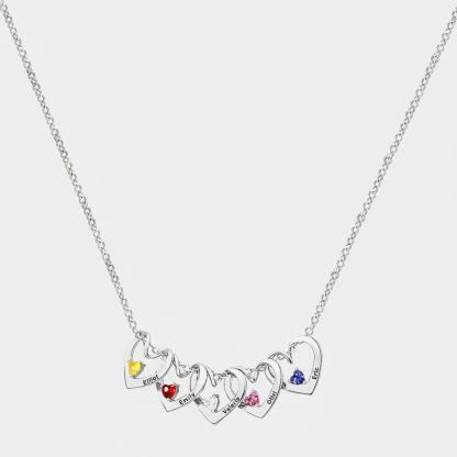 Custom Name Necklace With Birthstone Charms And Adjustable Chain For Women