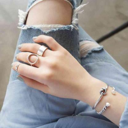 9mm 925 Sterling Silver Open Adjustable Ring, Fashion Jewelry Gift for Women - Personalized Jewel