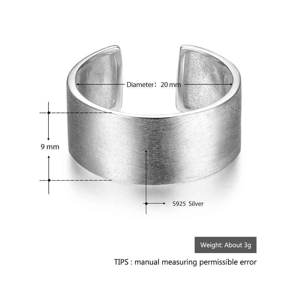 9mm 925 Sterling Silver Open Adjustable Ring, Fashion Jewelry Gift for Women - Personalized Jewel