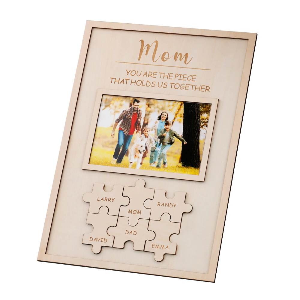 Custom Family Photo Wooden Plaque with Names