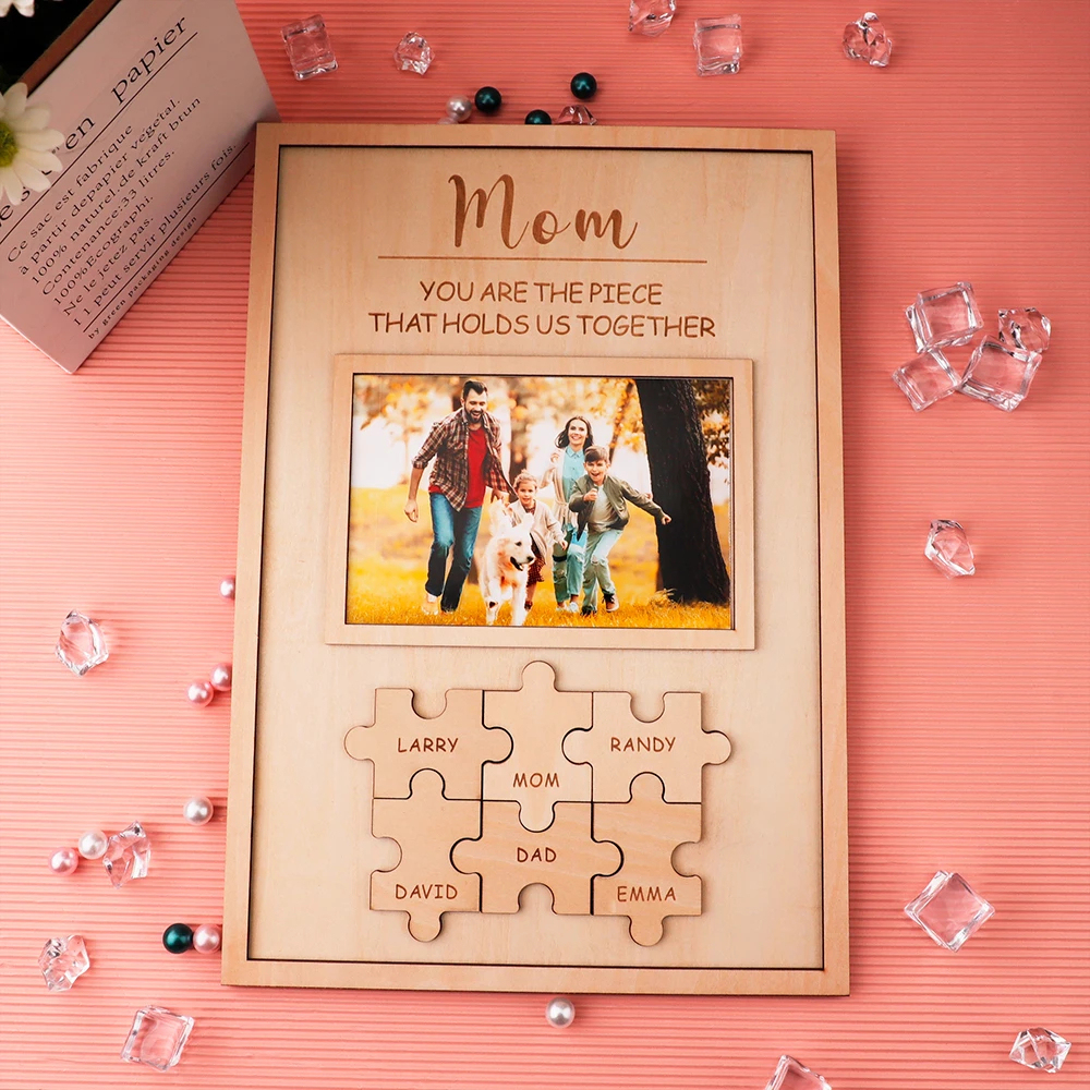 Custom Family Photo Wooden Plaque with Names