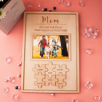 Custom Family Photo Wooden Plaque with Names