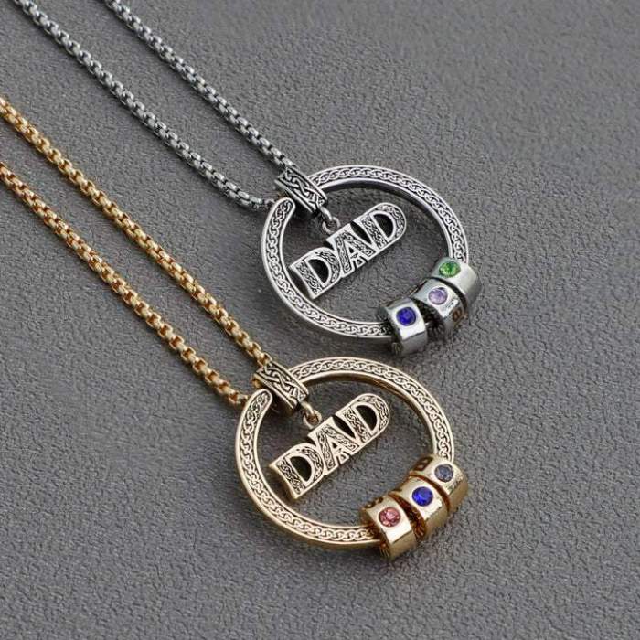 Personalized Family Pendant Necklace With Name Beads And Birthstone
