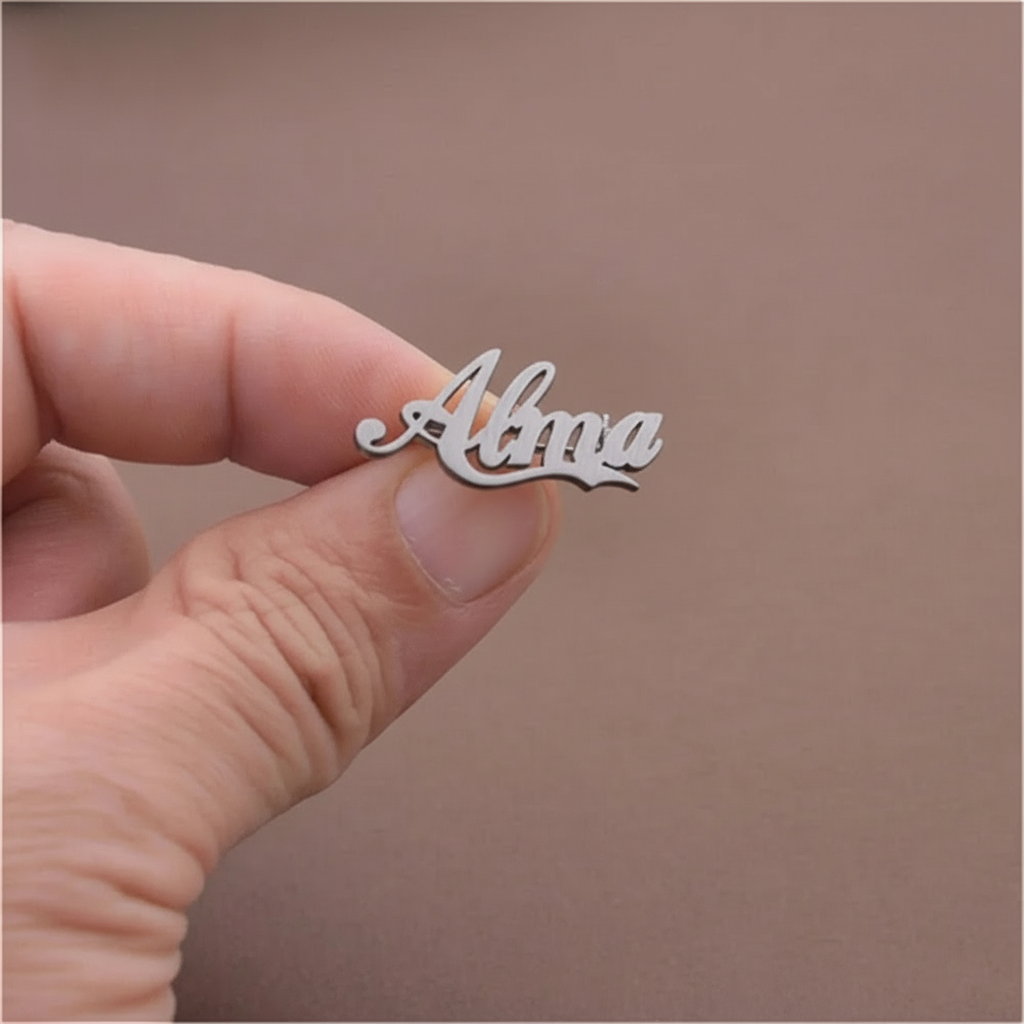 Personalized Name Pin Stainless Steel Letter Brooch