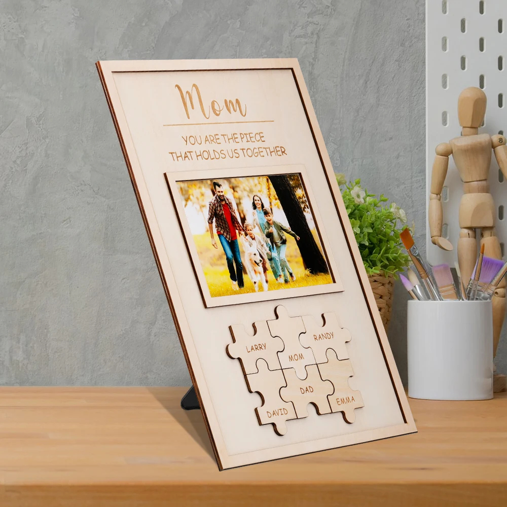 Custom Family Photo Wooden Plaque with Names