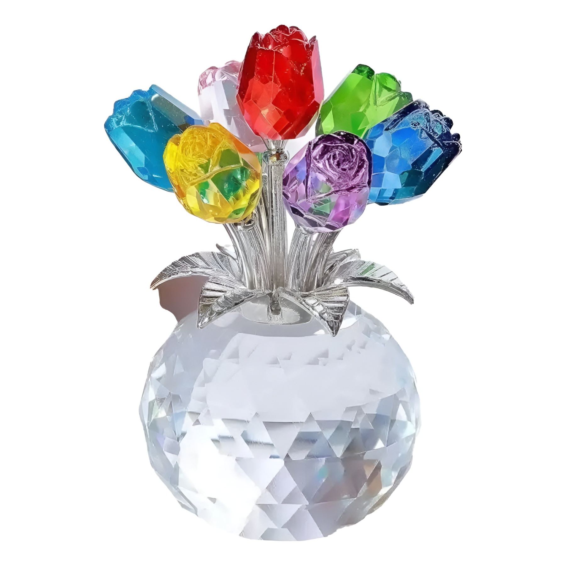 Crystal Rose Bouquet Artificial Flower Vase Decoration For Mothers Day