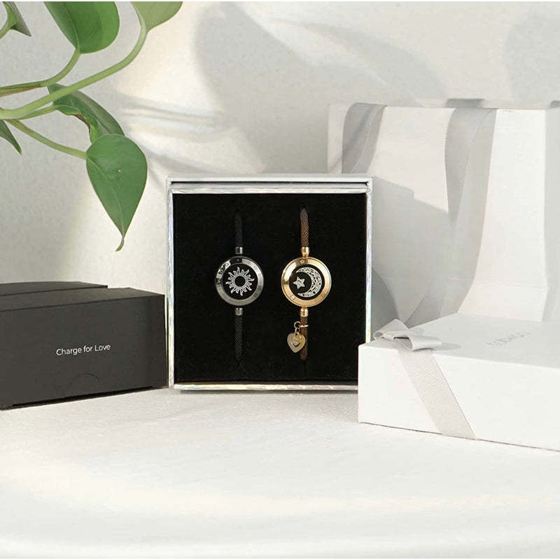 Dual Tone Sun And Moon Bracelets Set-Personalized Jewels