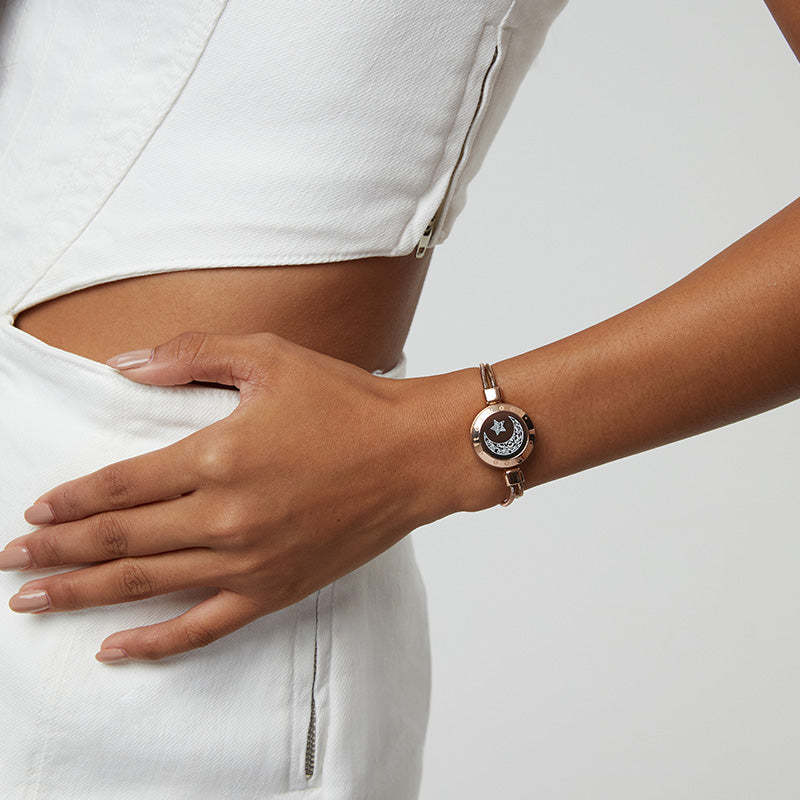 Dual Tone Sun And Moon Bracelets Set-Personalized Jewels