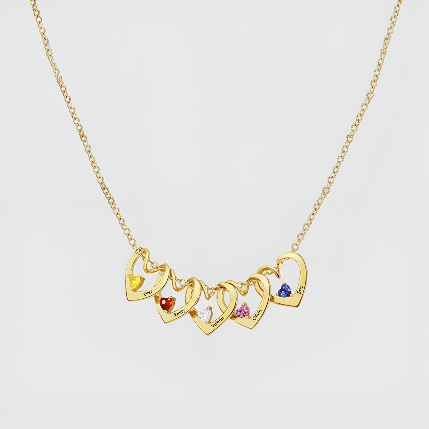 Custom Name Necklace With Birthstone Charms And Adjustable Chain For Women