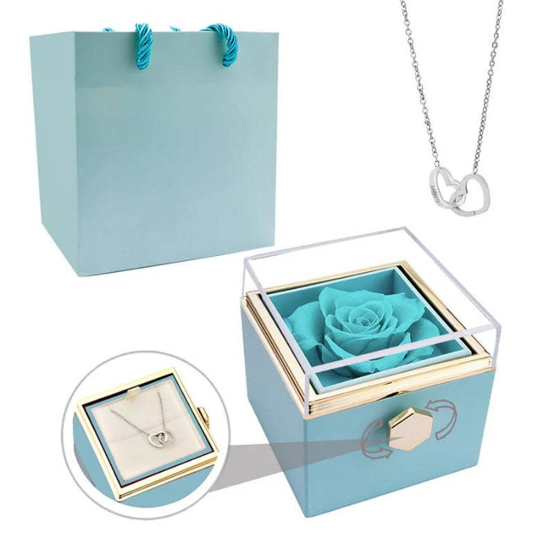 Eternal Rose Box With Custom Engraved Necklaces-Personalized Jewels