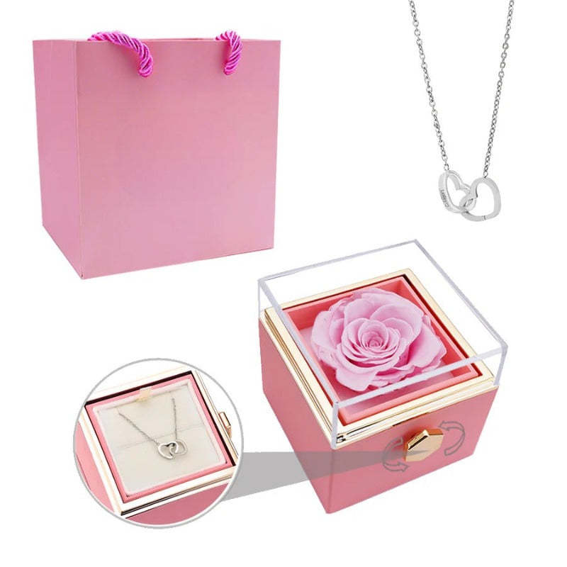 Eternal Rose Box With Custom Engraved Necklaces-Personalized Jewels