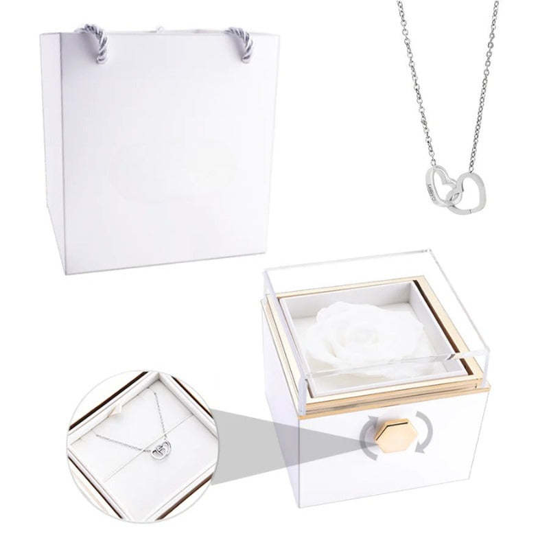 Eternal Rose Box With Custom Engraved Necklaces-Personalized Jewels