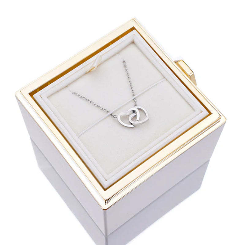 Eternal Rose Box With Custom Engraved Necklaces-Personalized Jewels