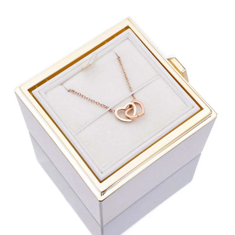 Eternal Rose Box With Custom Engraved Necklaces-Personalized Jewels