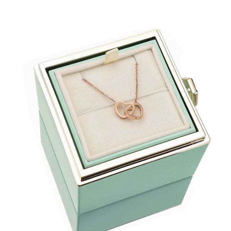 Eternal Rose Box With Custom Engraved Necklaces-Personalized Jewels