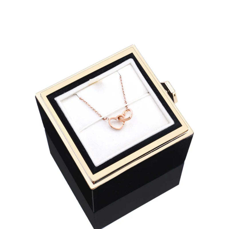 Eternal Rose Box With Custom Engraved Necklaces-Personalized Jewels