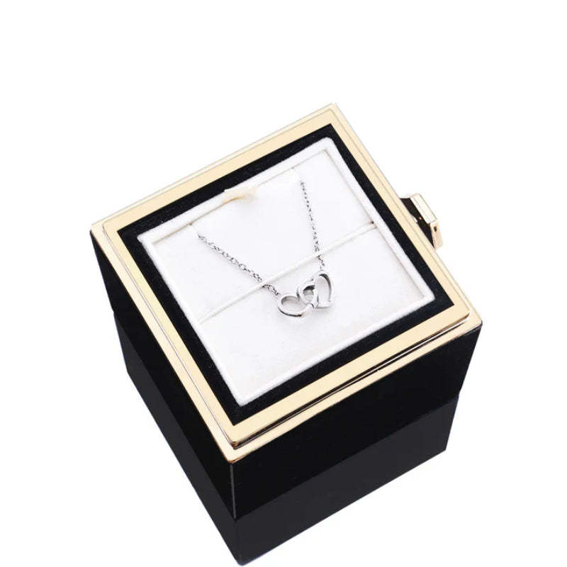 Eternal Rose Box With Custom Engraved Necklaces-Personalized Jewels