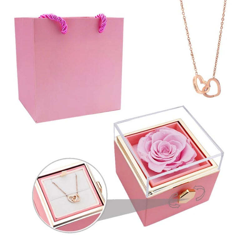 Eternal Rose Box With Custom Engraved Necklaces-Personalized Jewels