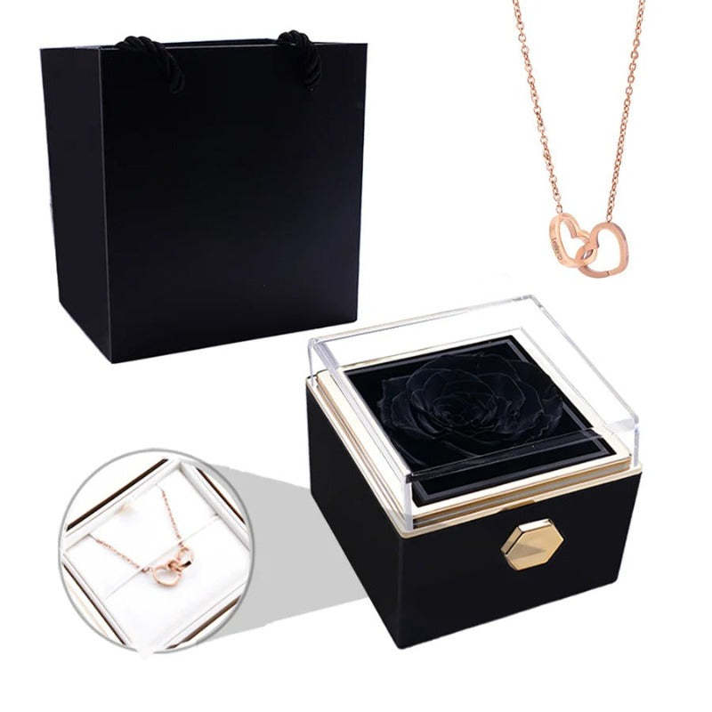 Eternal Rose Box With Custom Engraved Necklaces-Personalized Jewels