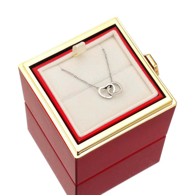 Eternal Rose Box With Custom Engraved Necklaces-Personalized Jewels
