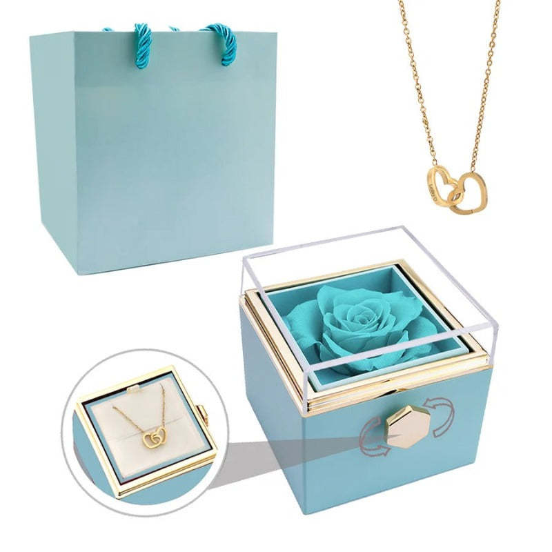 Eternal Rose Box With Custom Engraved Necklaces-Personalized Jewels