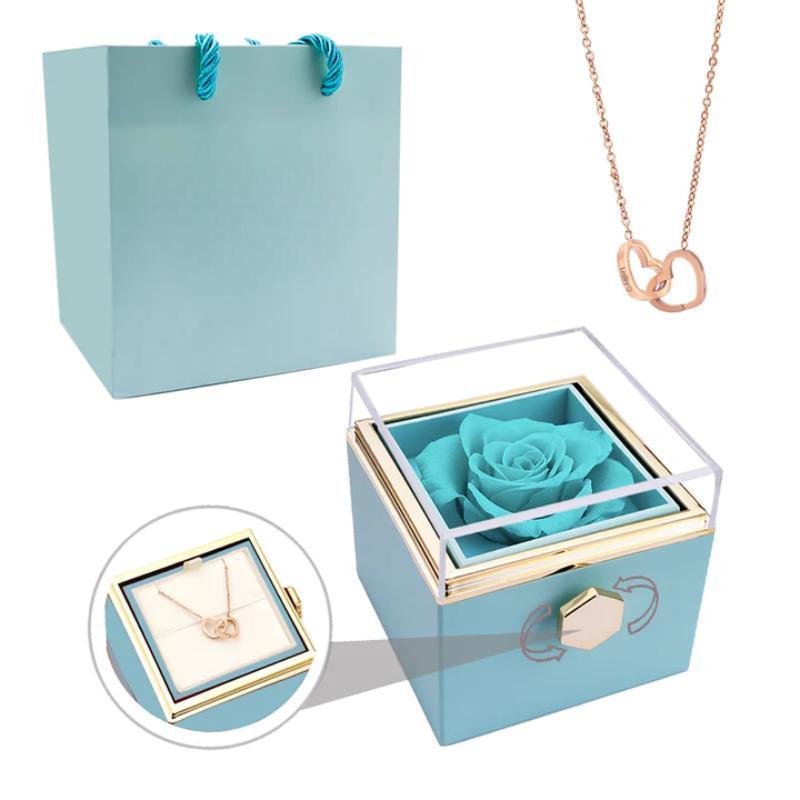 Eternal Rose Box With Custom Necklace-Personalized Jewels