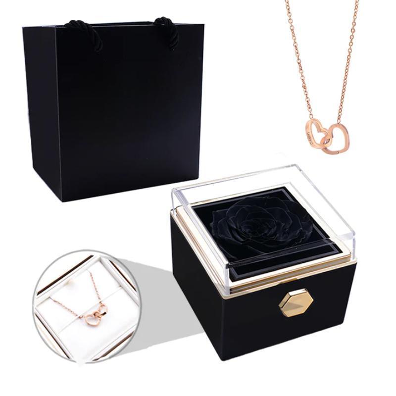 Eternal Rose Box With Custom Necklace-Personalized Jewels