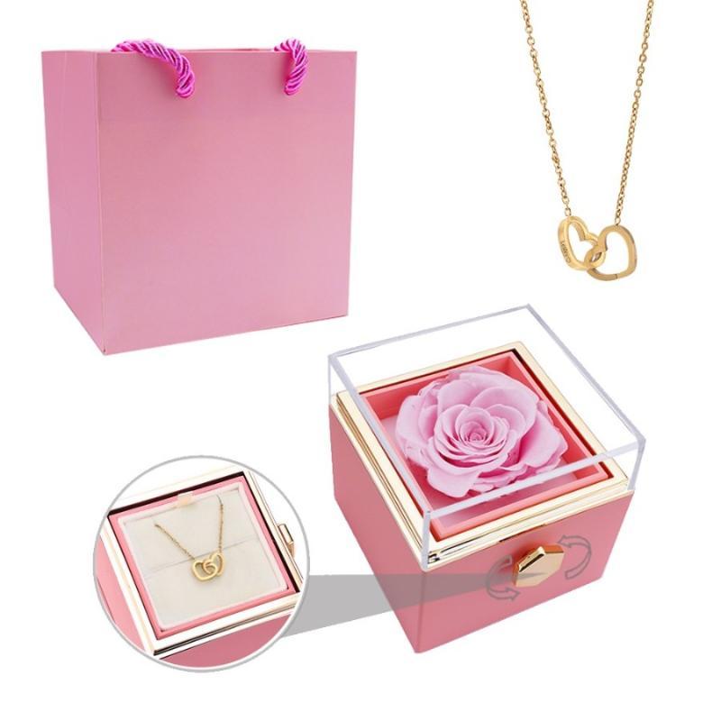 Eternal Rose Box With Custom Necklace-Personalized Jewels