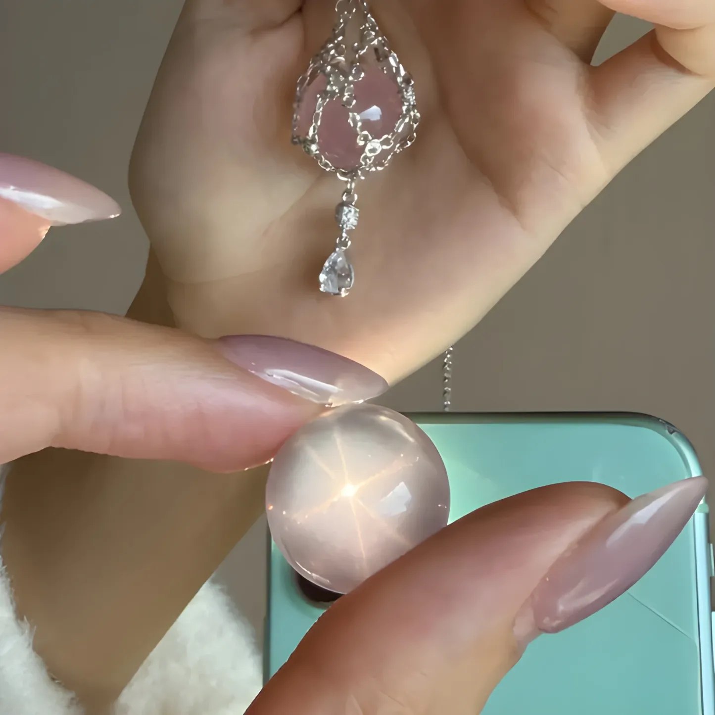 Handmade Crystal Necklace With Adjustable Chain