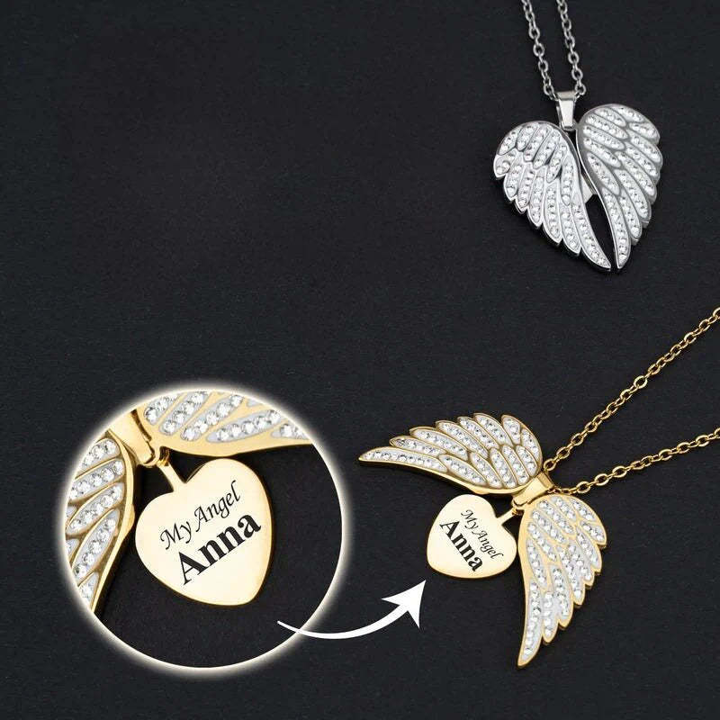 My Angel Necklace With Personalized Engraving-Personalized Jewels