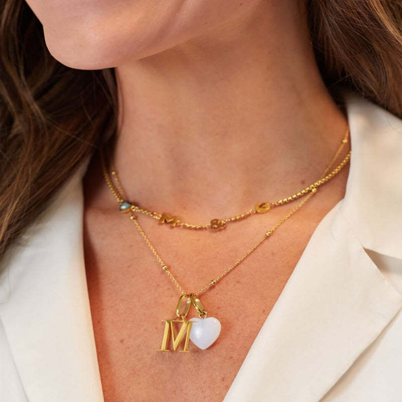 Customizable Birthstone And Initials Necklace-Personalized Jewels
