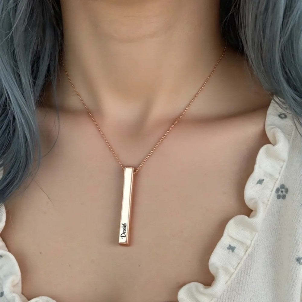 Custom Gold Pillar Bar Necklace With Diamond For Mothers Day Gift-Personalized Jewels