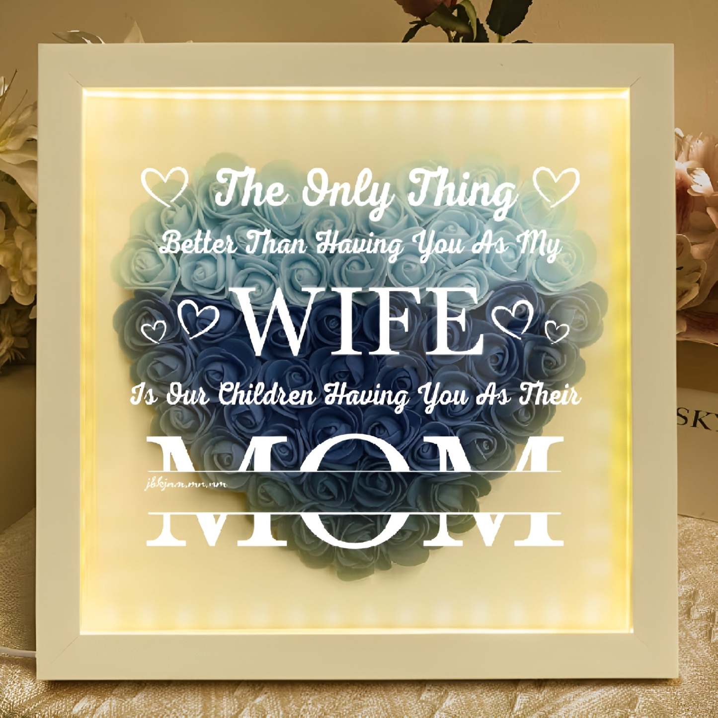 Personalized Flower Shadow Box Gift For Mothers Day With LED Lights-Personalized Jewels