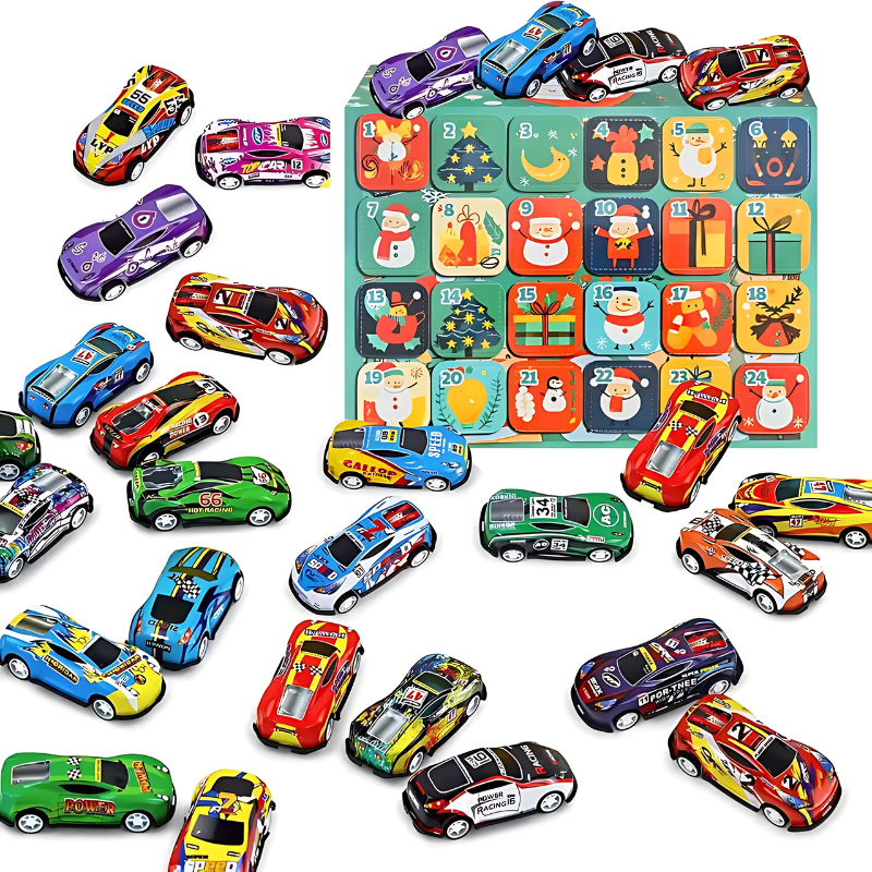 Christmas Advent Calendar Metal Pull Back Toy Cars Set-Personalized Jewels