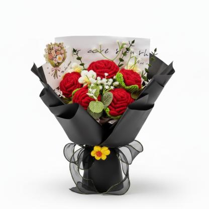 Handmade Crochet Rose Bouquet Floral Gift For Special Occasions