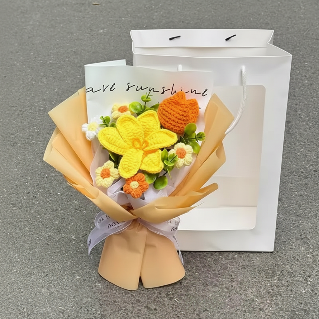 Handmade Crochet Floral Gift Bouquet Arrangement