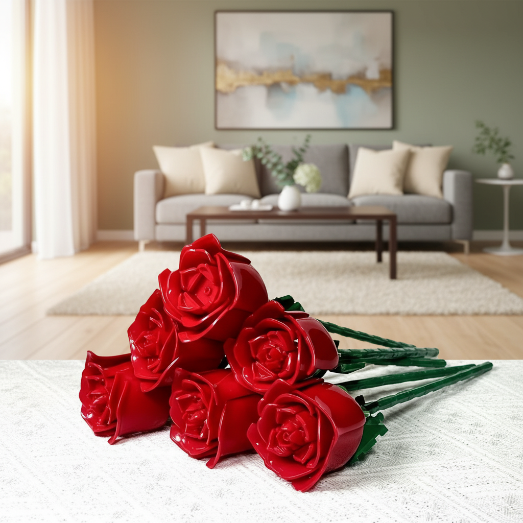 DIY Rose Flower Building Set With Blooms For Home Decor