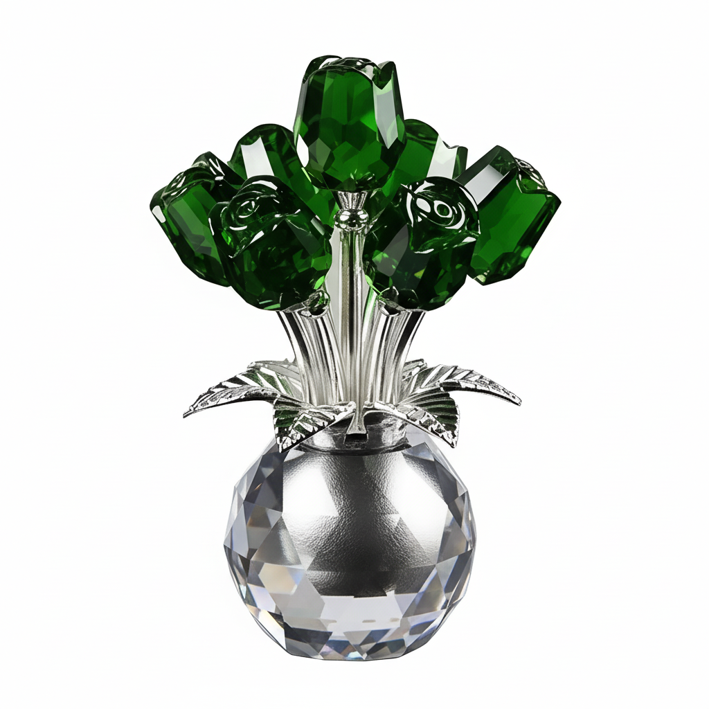 Crystal Rose Bouquet Artificial Flower Vase Decoration For Mothers Day