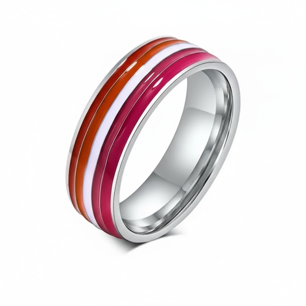 Enamel Stripe Band Style Ring