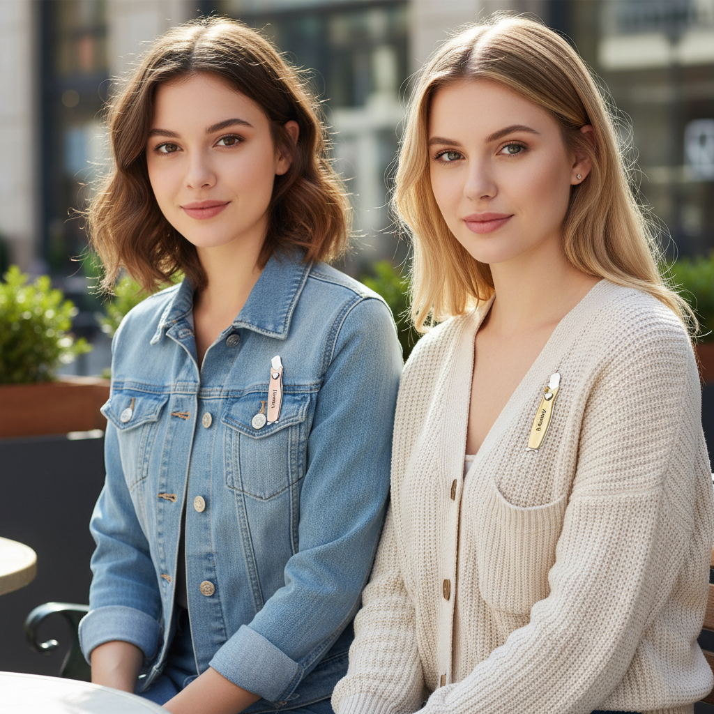 Personalized Sister Name Engraved Pin Set