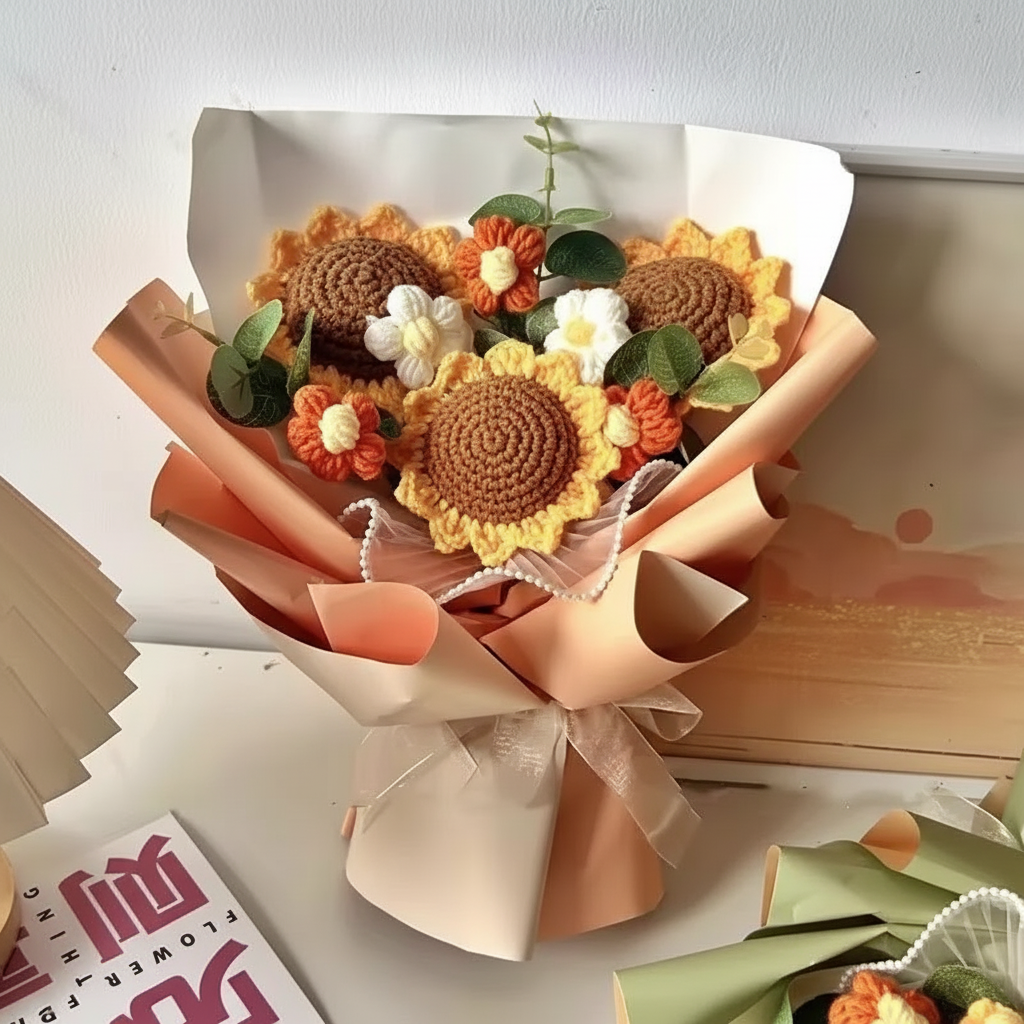 Handmade Crochet Floral Gift Bouquet Arrangement