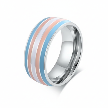 Enamel Stripe Band Style Ring