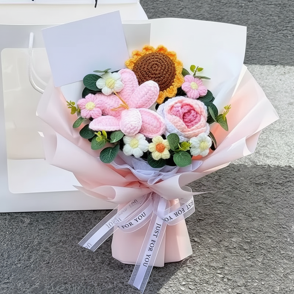 Handmade Crochet Floral Gift Bouquet Arrangement