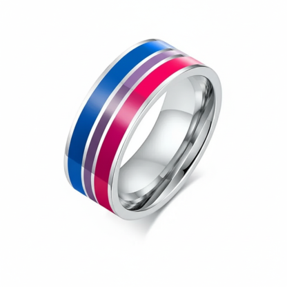 Enamel Stripe Band Style Ring