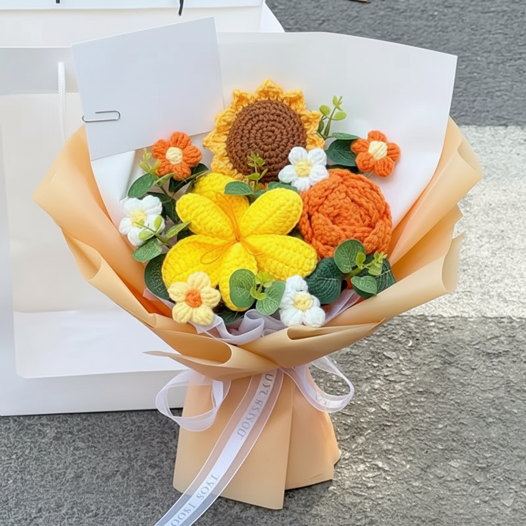 Handmade Crochet Floral Gift Bouquet Arrangement