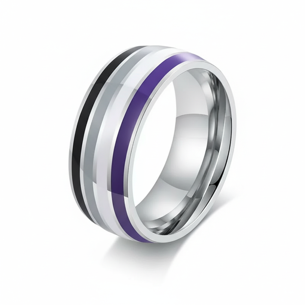Enamel Stripe Band Style Ring
