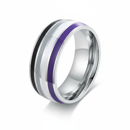 Enamel Stripe Band Style Ring