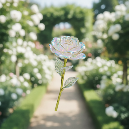 Single Decorative Rose Ornament With Luminous Petals For Valentine Day